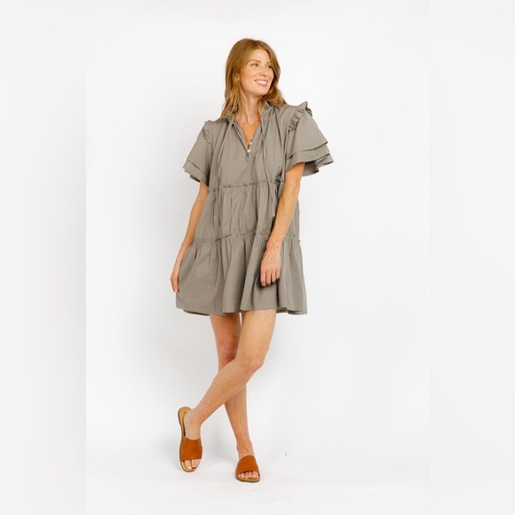 SOFIA COLLECTIONS madrid dress short sleeve mini in taupe one size fits most - Picture 3 of 8